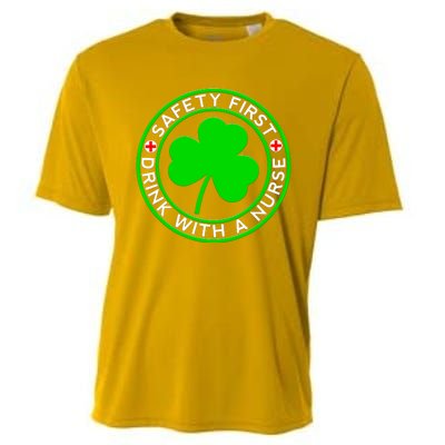 Funny St Patricks Day Safety First With A Nurse Funny Gift Cooling Performance Crew T-Shirt