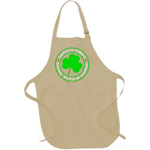 Funny St Patricks Day Safety First With A Nurse Funny Gift Full-Length Apron With Pockets