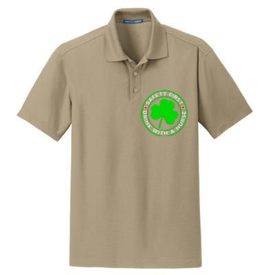 Funny St Patricks Day Safety First With A Nurse Funny Gift Dry Zone Grid Polo