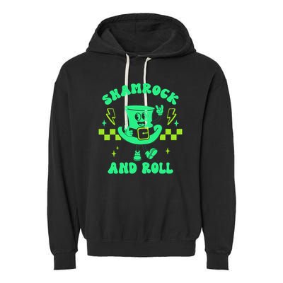 Funny St Patricks Day Shamrock and Roll Garment-Dyed Fleece Hoodie
