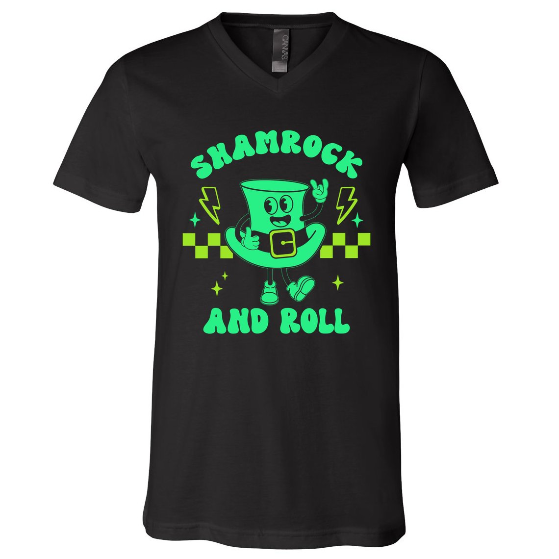 Funny St Patricks Day Shamrock and Roll V-Neck T-Shirt