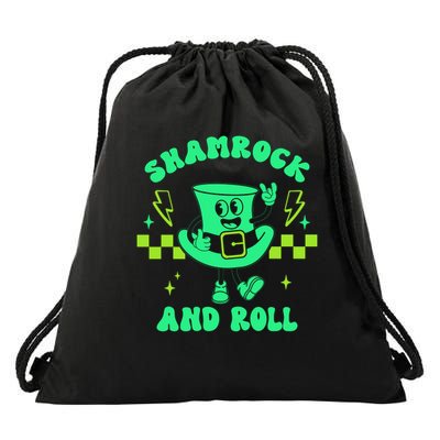 Funny St Patricks Day Shamrock and Roll Drawstring Bag