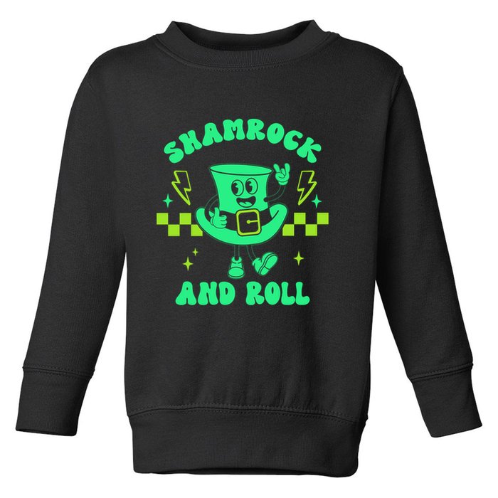 Funny St Patricks Day Shamrock and Roll Toddler Sweatshirt