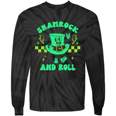 Funny St Patricks Day Shamrock and Roll Tie-Dye Long Sleeve Shirt