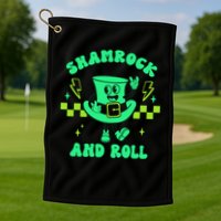 Funny St Patricks Day Shamrock and Roll Golf Towel