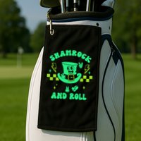 Funny St Patricks Day Shamrock and Roll Golf Towel