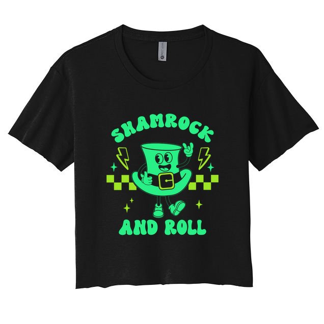 Funny St Patricks Day Shamrock and Roll Crop Top
