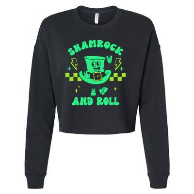 Funny St Patricks Day Shamrock and Roll Cropped Pullover Crew