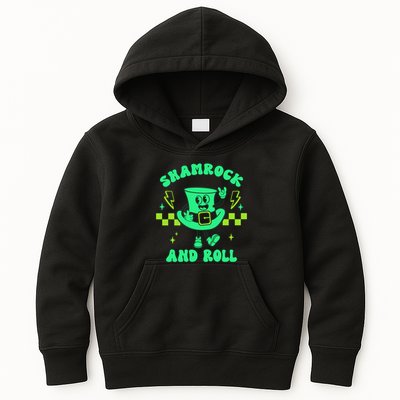 Funny St Patricks Day Shamrock and Roll Kids Hoodie