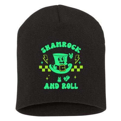 Funny St Patricks Day Shamrock and Roll Short Acrylic Beanie