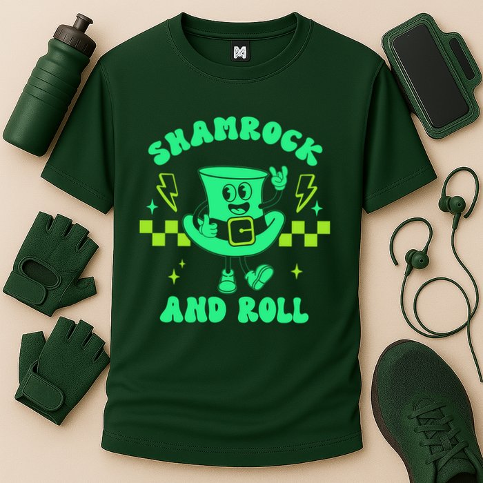 Funny St Patricks Day Shamrock and Roll Performance Shirt