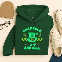 Funny St Patricks Day Shamrock and Roll Hoodie