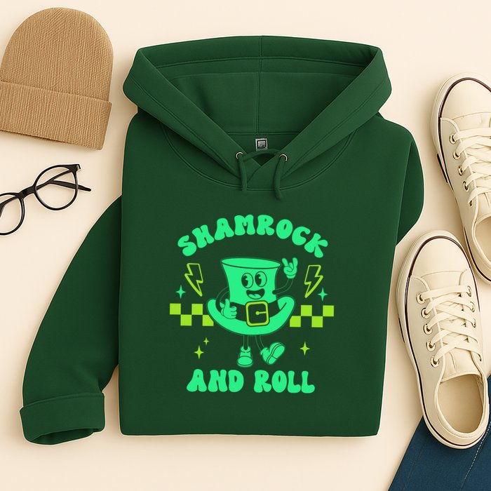 Funny St Patricks Day Shamrock and Roll Hoodie