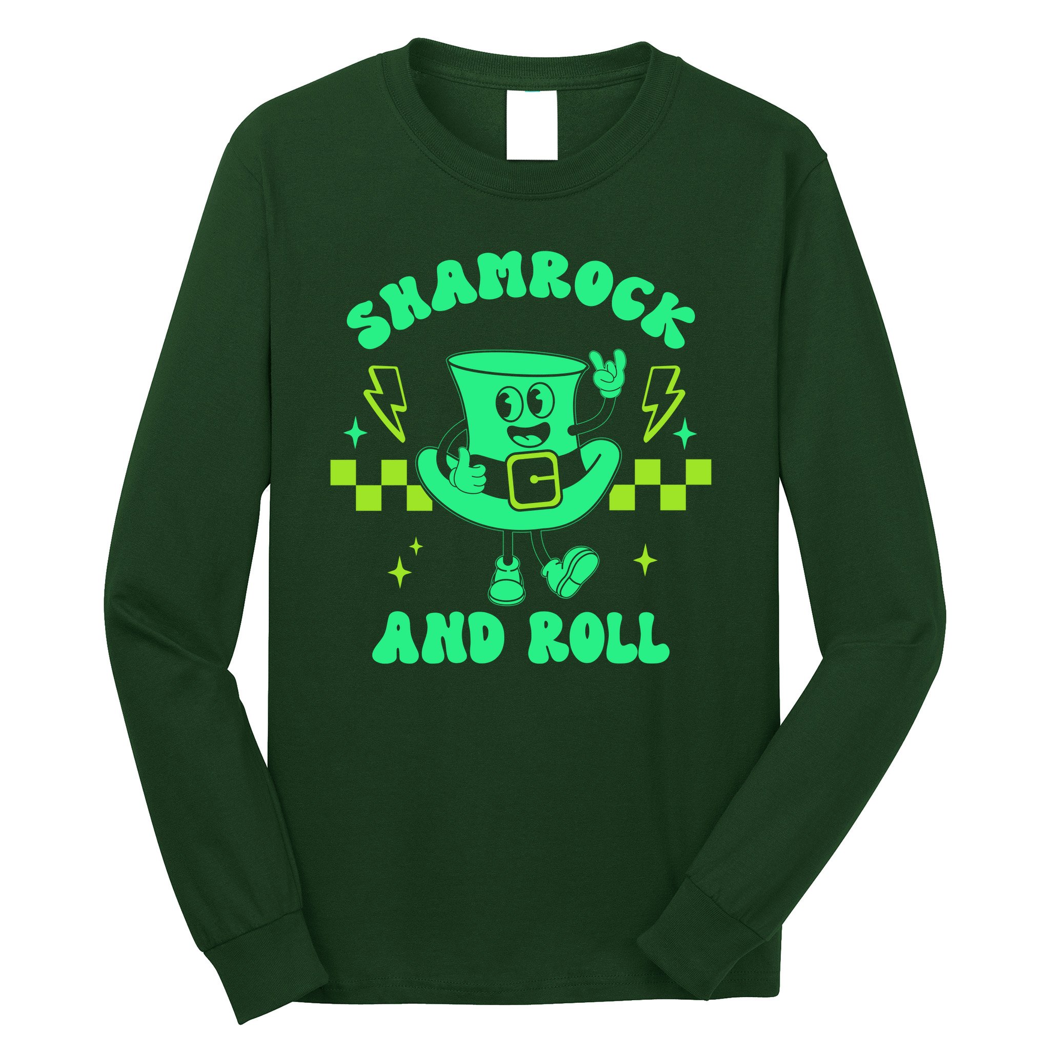 Funny St Patricks Day Shamrock and Roll Long Sleeve Shirt
