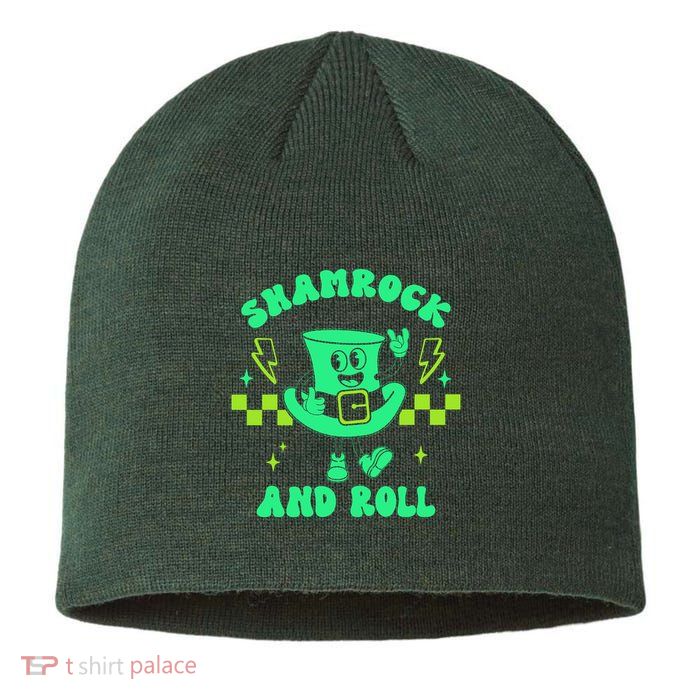 Funny St Patricks Day Shamrock and Roll Sustainable Beanie