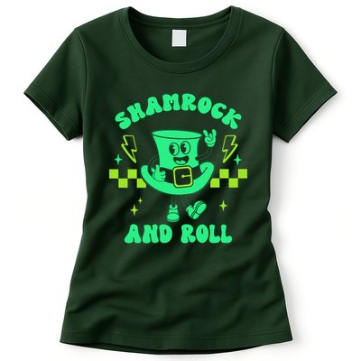 Funny St Patricks Day Shamrock and Roll Womens T-Shirt