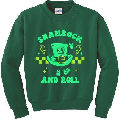 Funny St Patricks Day Shamrock and Roll Kids Sweatshirt