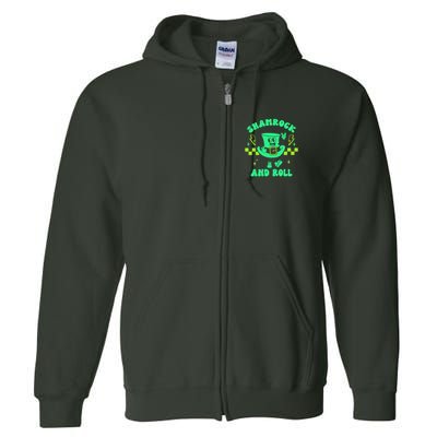 Funny St Patricks Day Shamrock and Roll Full Zip Hoodie