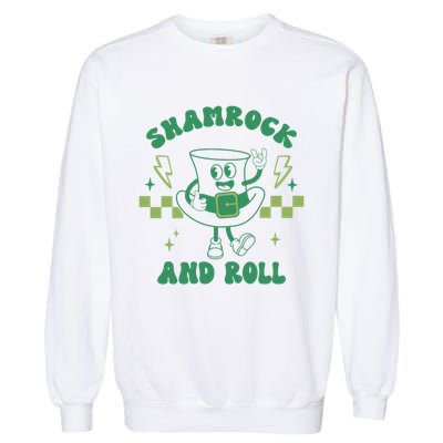 Funny St Patricks Day Shamrock and Roll Garment-Dyed Sweatshirt