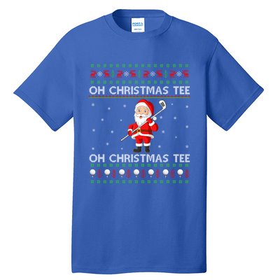 Funny Santa Playing Golf Sports Ugly Golf Christmas Gift Tall T-Shirt