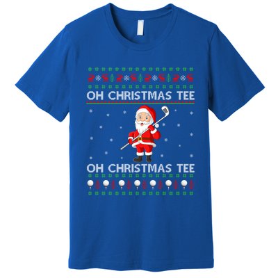 Funny Santa Playing Golf Sports Ugly Golf Christmas Gift Premium T-Shirt