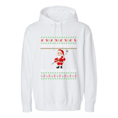 Funny Santa Playing Golf Sports Ugly Golf Christmas Gift Garment-Dyed Fleece Hoodie