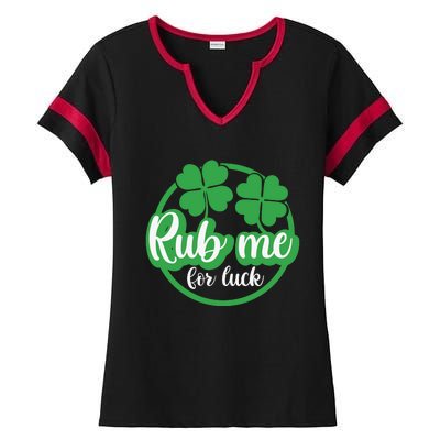 Funny St Patricks Day Rub Me For Luck Ladies Halftime Notch Neck Tee