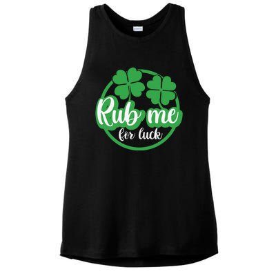 Funny St Patricks Day Rub Me For Luck Ladies PosiCharge Tri-Blend Wicking Tank