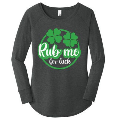 Funny St Patricks Day Rub Me For Luck Women's Perfect Tri Tunic Long Sleeve Shirt