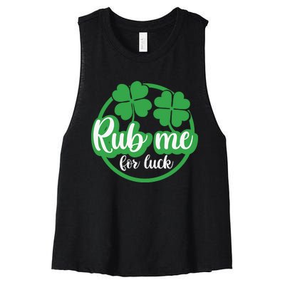 Funny St Patricks Day Rub Me For Luck Women's Racerback Cropped Tank