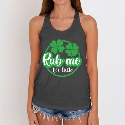 Funny St Patricks Day Rub Me For Luck Women's Knotted Racerback Tank