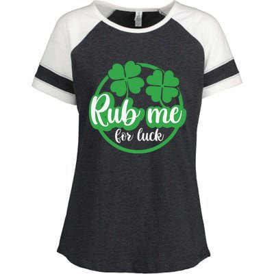 Funny St Patricks Day Rub Me For Luck Enza Ladies Jersey Colorblock Tee