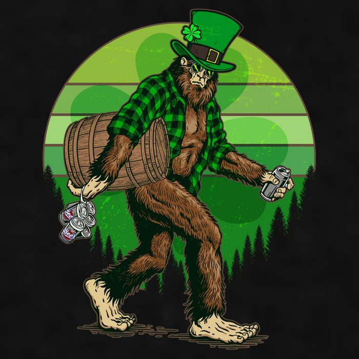Funny St Patrick's Day Leprechaun Sasquatch With Beer Ladies PosiCharge Tri-Blend Wicking Tank