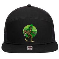 Funny St Patrick's Day Leprechaun Sasquatch With Beer 7 Panel Mesh Trucker Snapback Hat