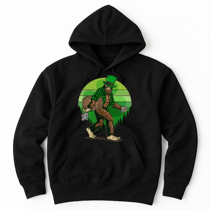 Funny St Patrick's Day Leprechaun Sasquatch With Beer Hoodie