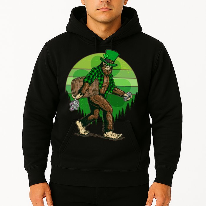 Funny St Patrick's Day Leprechaun Sasquatch With Beer Hoodie