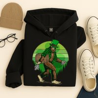 Funny St Patrick's Day Leprechaun Sasquatch With Beer Hoodie