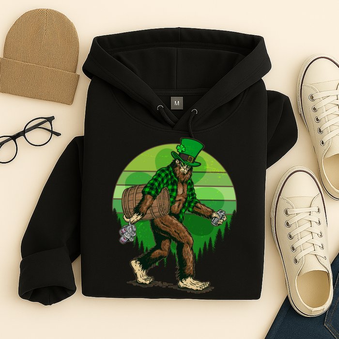 Funny St Patrick's Day Leprechaun Sasquatch With Beer Hoodie