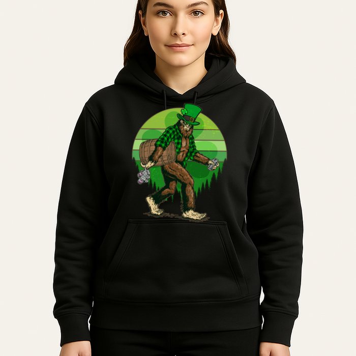 Funny St Patrick's Day Leprechaun Sasquatch With Beer Hoodie