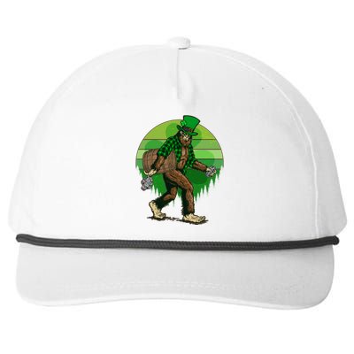 Funny St Patrick's Day Leprechaun Sasquatch With Beer Snapback Five-Panel Rope Hat