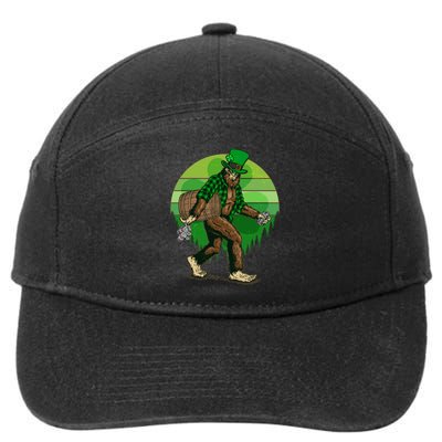 Funny St Patrick's Day Leprechaun Sasquatch With Beer 7-Panel Snapback Hat