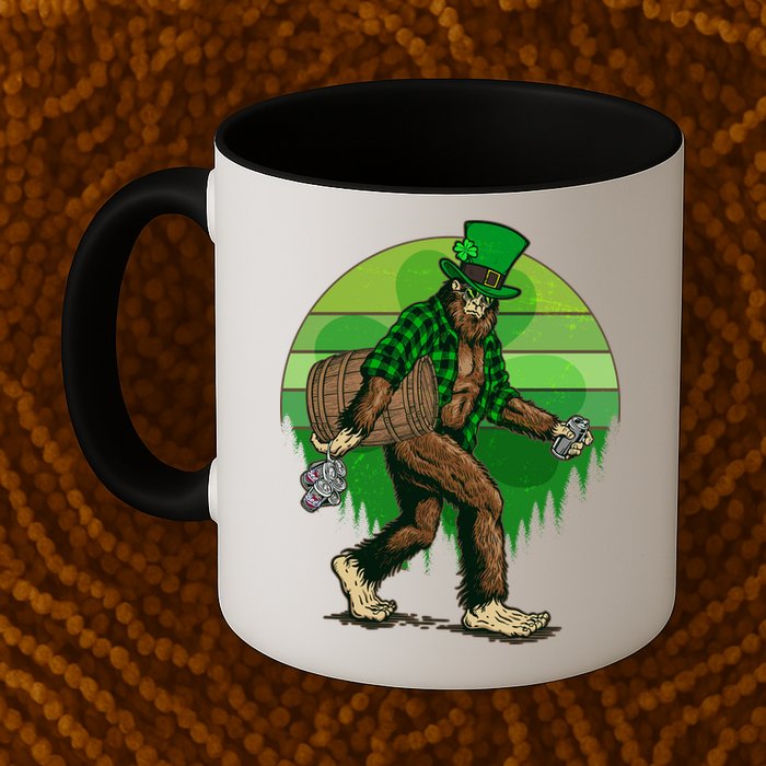 Funny St Patrick's Day Leprechaun Sasquatch With Beer Mug
