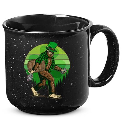 Funny St Patrick's Day Leprechaun Sasquatch With Beer 15oz Campfire Ceramic Mug