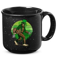 Funny St Patrick's Day Leprechaun Sasquatch With Beer 15oz Campfire Ceramic Mug