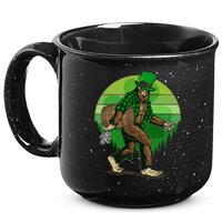 Funny St Patrick's Day Leprechaun Sasquatch With Beer 15oz Campfire Ceramic Mug