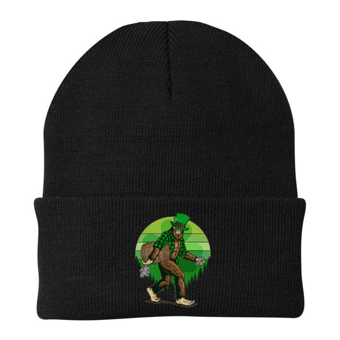 Funny St Patrick's Day Leprechaun Sasquatch With Beer Beanie