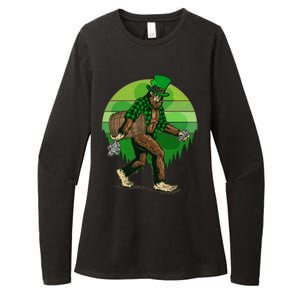 Funny St Patrick's Day Leprechaun Sasquatch With Beer Womens CVC Long Sleeve Shirt