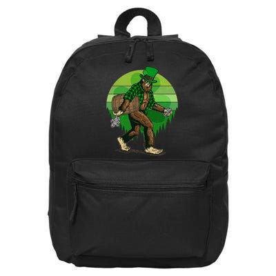 Funny St Patrick's Day Leprechaun Sasquatch With Beer 16 in Basic Backpack