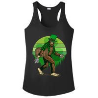 Funny St Patrick's Day Leprechaun Sasquatch With Beer Ladies PosiCharge Competitor Racerback Tank