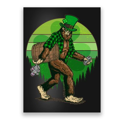 Funny St Patrick's Day Leprechaun Sasquatch With Beer Poster